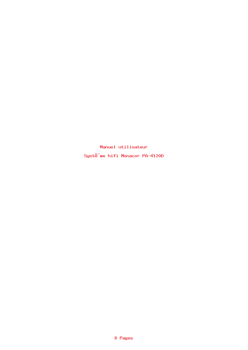 Page 1 de la notice Manuel utilisateur Monacor PA-4120D