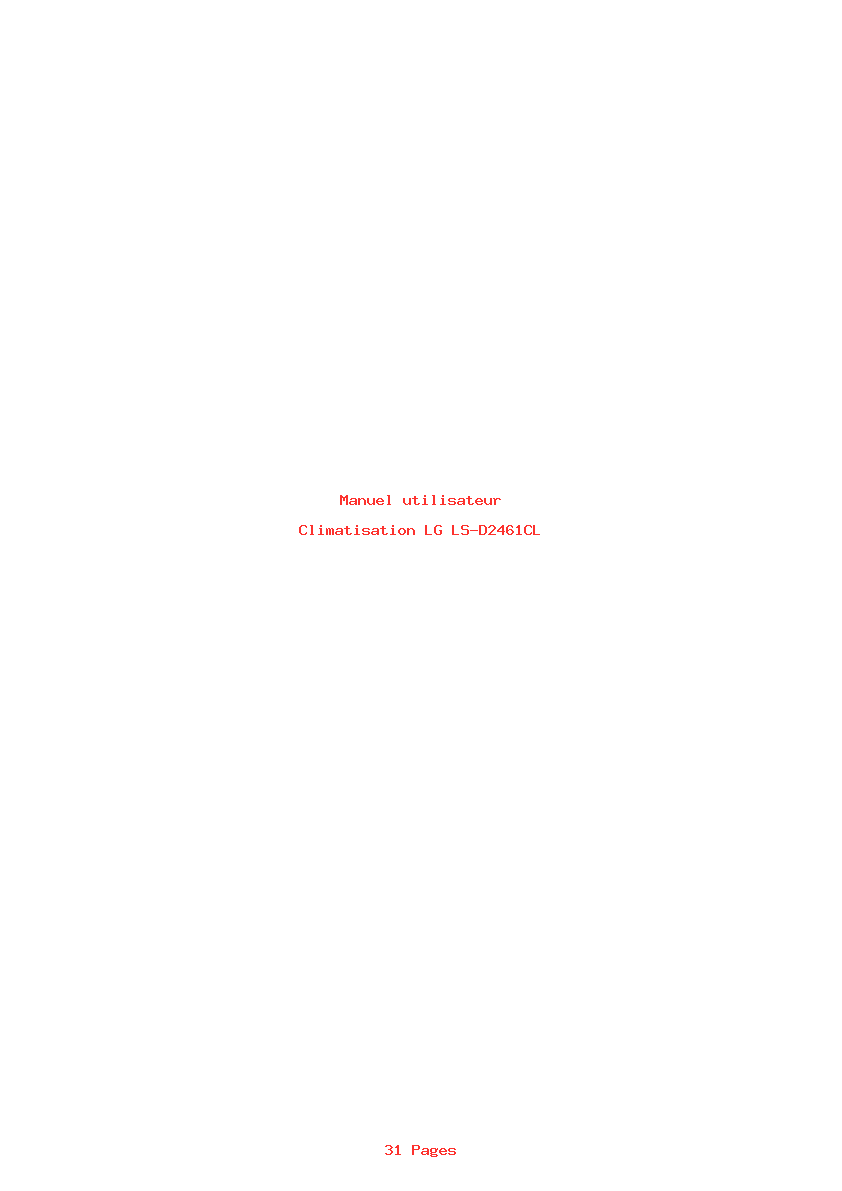 Page 1 de la notice Manuel utilisateur LG LS-D2461CL