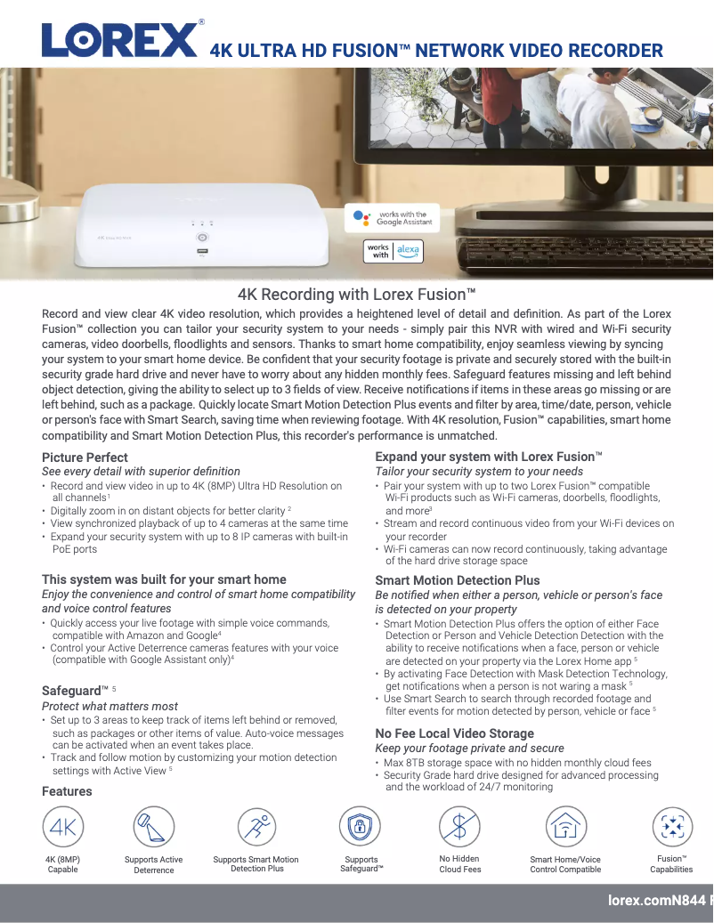 Page 1 de la notice Fiche technique Lorex TN84428AF8SK-E