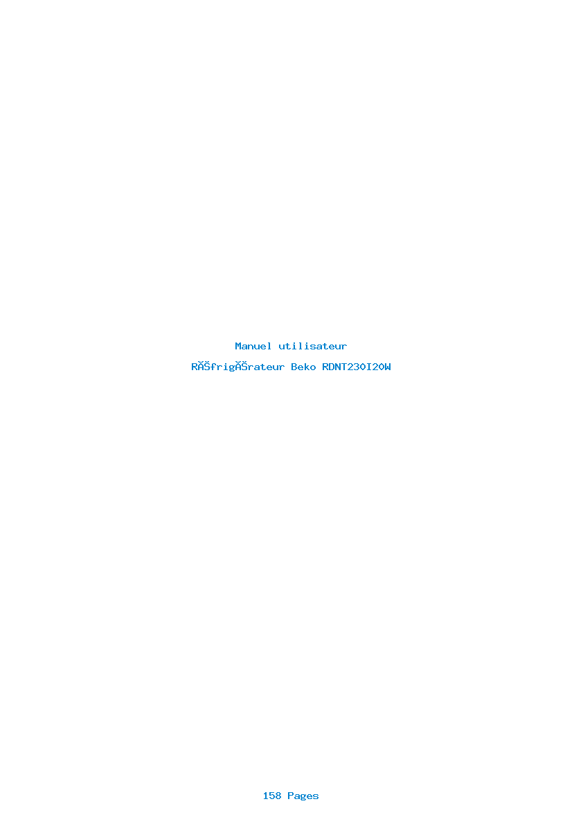 Page 1 de la notice Manuel utilisateur Beko RDNT230I20W