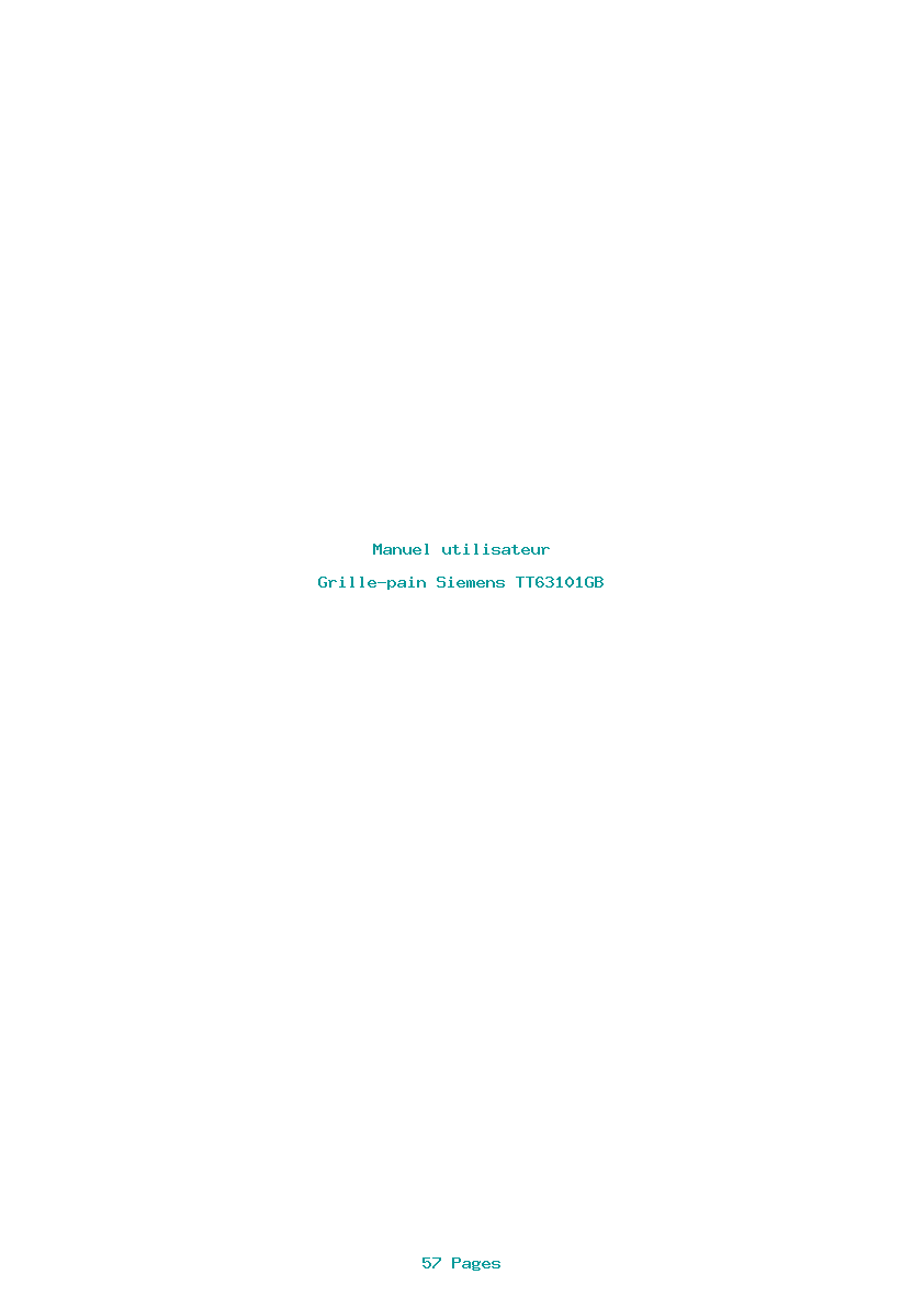 Page 1 de la notice Manuel utilisateur Siemens TT63101GB