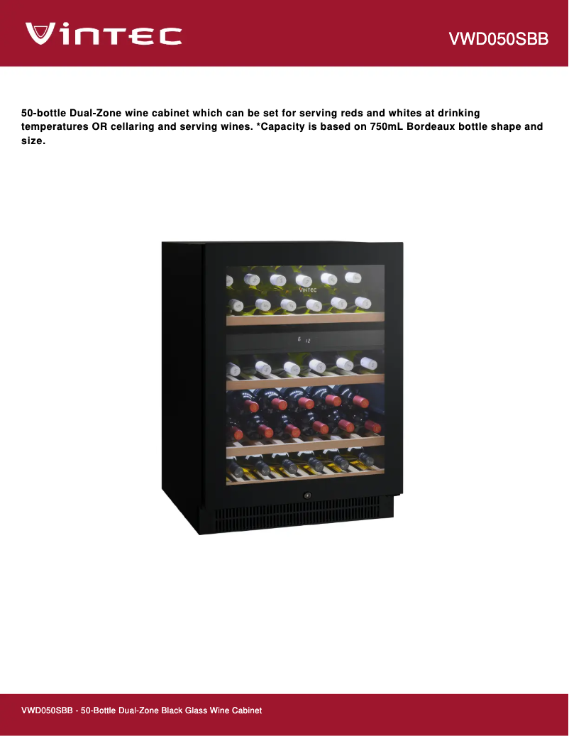 Página 1 del manual Ficha técnica Vintec VWD050SBB