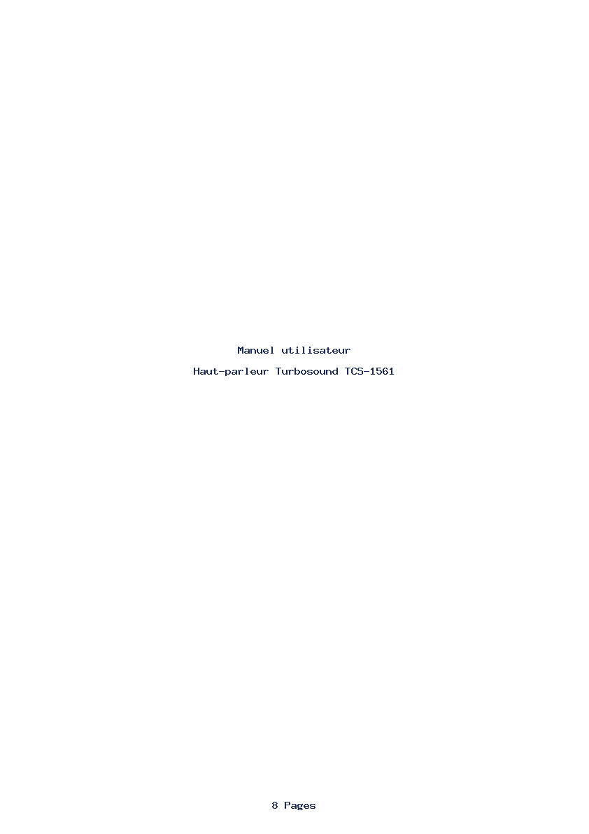 Page 1 de la notice Manuel utilisateur Turbosound TCS-1561
