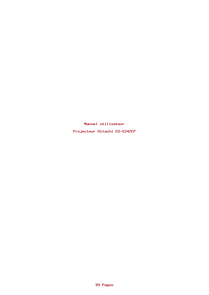Page 1 de la notice Manuel utilisateur Hitachi ED-X24ZEP