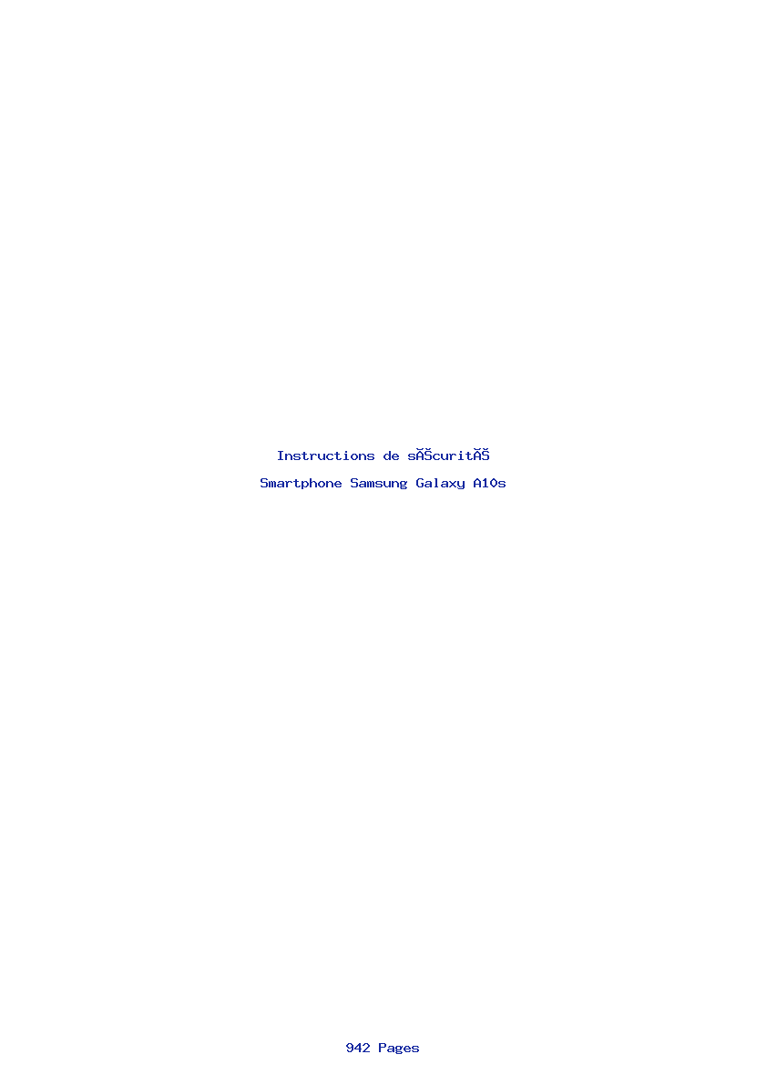 Page 1 de la notice Instructions de sécurité Samsung Galaxy A10s