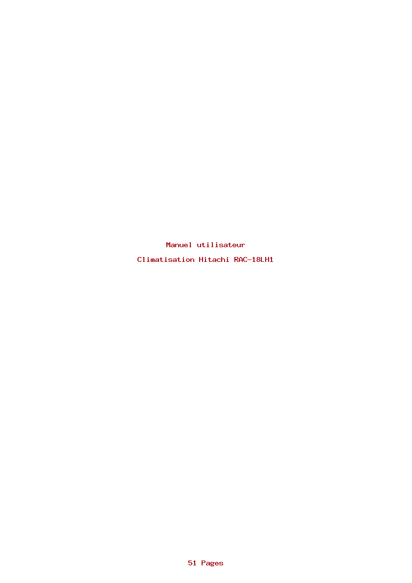 Page 1 de la notice Manuel utilisateur Hitachi RAC-18LH1