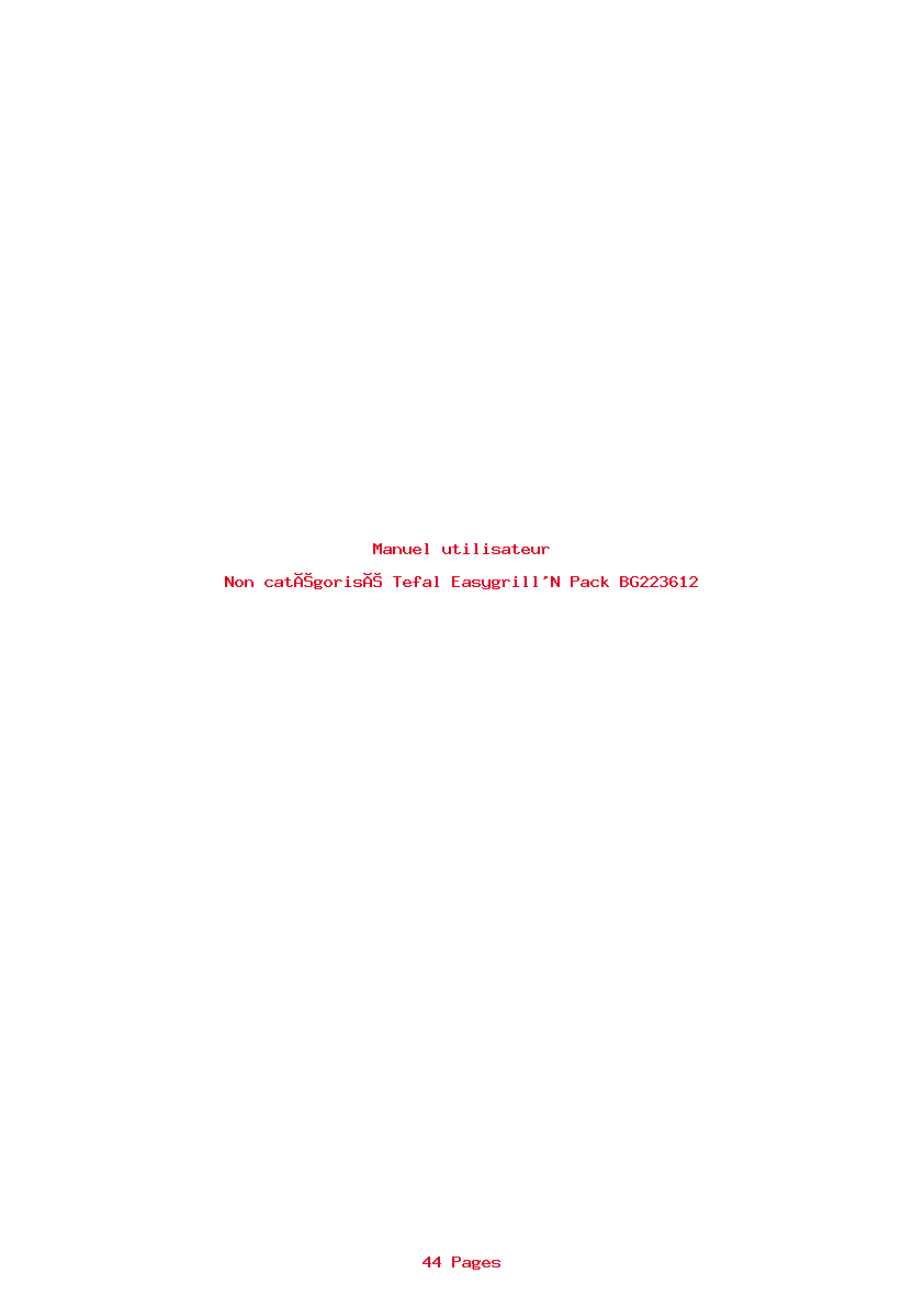 Page 1 de la notice Manuel utilisateur Tefal Easygrill'N Pack BG223612