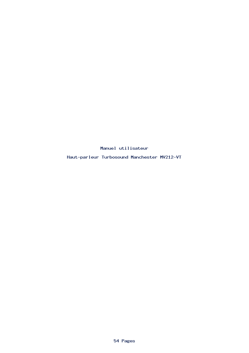 Page 1 de la notice Manuel utilisateur Turbosound Manchester MV212-VT