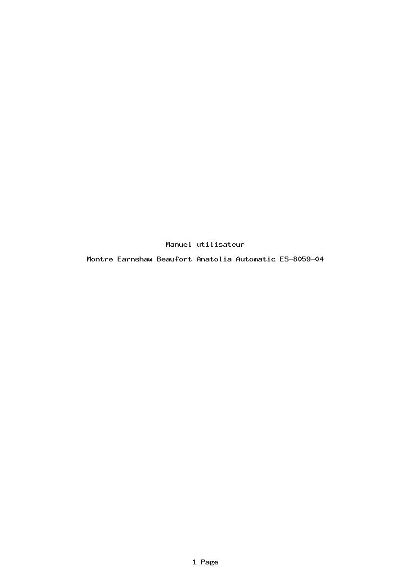 Page 1 de la notice Manuel utilisateur Earnshaw Beaufort Anatolia Automatic ES-8059-04