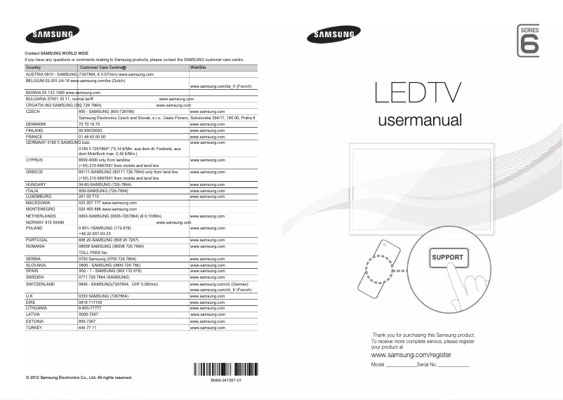 Page 1 de la notice Manuel utilisateur Samsung UE46ES6530