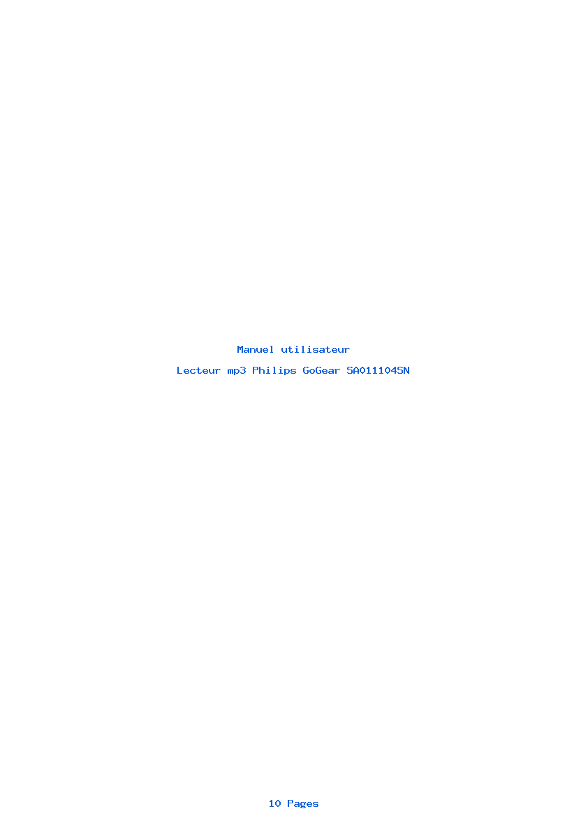 Page 1 de la notice Manuel utilisateur Philips GoGear SA011104SN