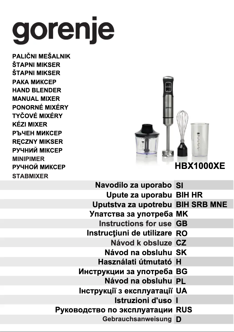 Page 1 de la notice Manuel utilisateur Gorenje HBX1000XE