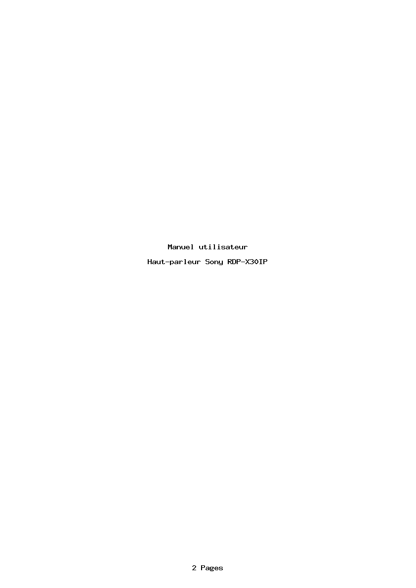Page 1 de la notice Manuel utilisateur Sony RDP-X30IP