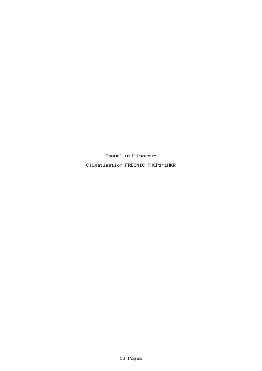 Page 1 de la notice Manuel utilisateur FREONIC FHCP101HKR