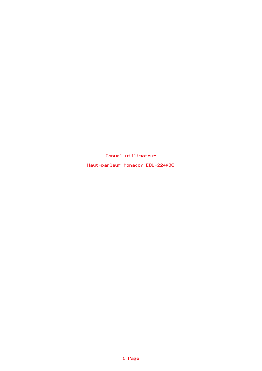 Page 1 de la notice Manuel utilisateur Monacor EDL-224ABC