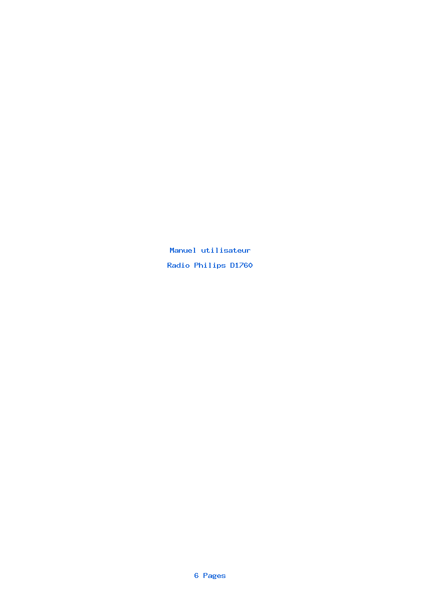 Page 1 de la notice Manuel utilisateur Philips D1760