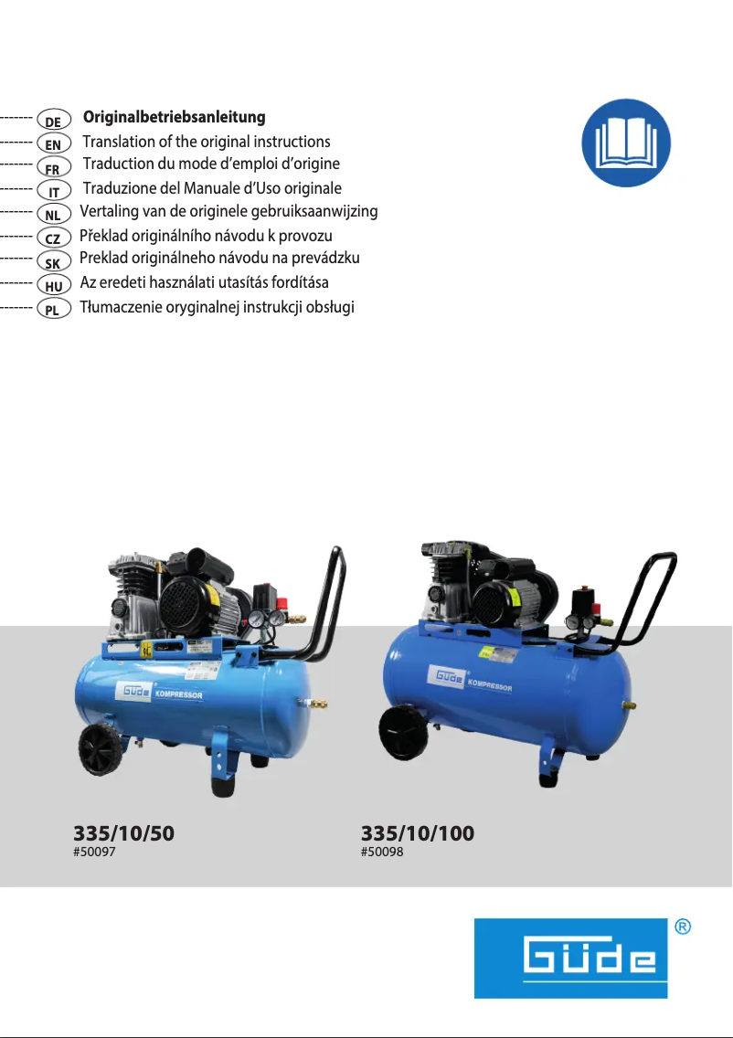 Página 1 del manual Manual de usuario Güde Kompressor 335/10/100