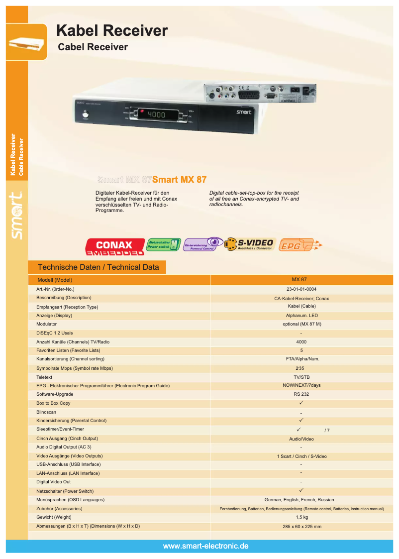 Page 1 de la notice Manuel utilisateur Smart MX 87