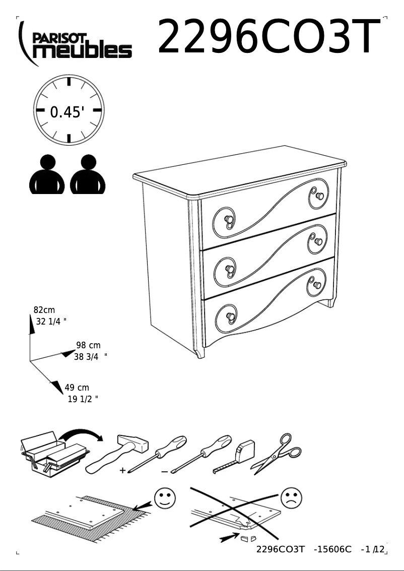 Page 1 de la notice Manuel utilisateur Parisot Alice 2296CO3T