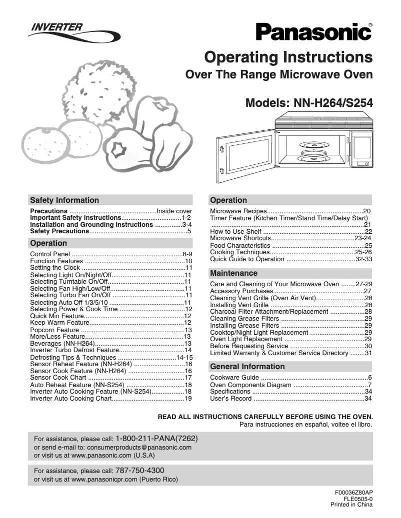 Page 1 de la notice Manuel utilisateur Panasonic Inverter NN-H264