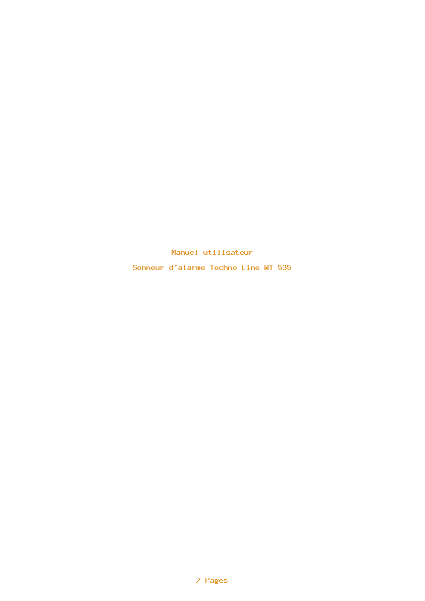 Page 1 de la notice Manuel utilisateur Techno Line WT 535