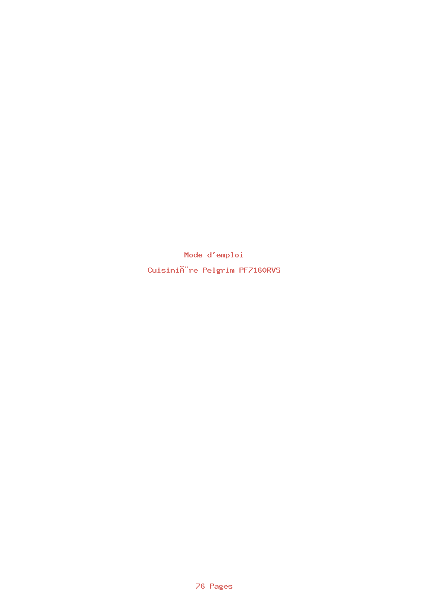 Page 1 de la notice Mode d'emploi Pelgrim PF7160RVS