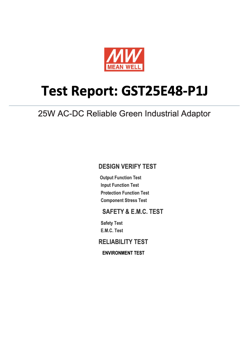 Page 1 of the manual Technical Sheet Mean Well GST25E48-P1J
