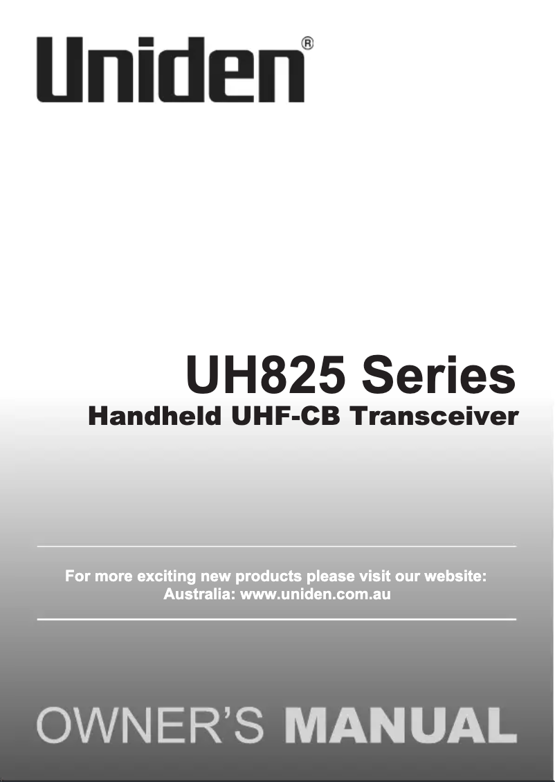 Page 1 de la notice Manuel utilisateur Uniden UH825-2TP