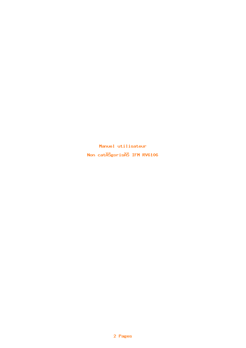 Page 1 de la notice Manuel utilisateur IFM RV6106