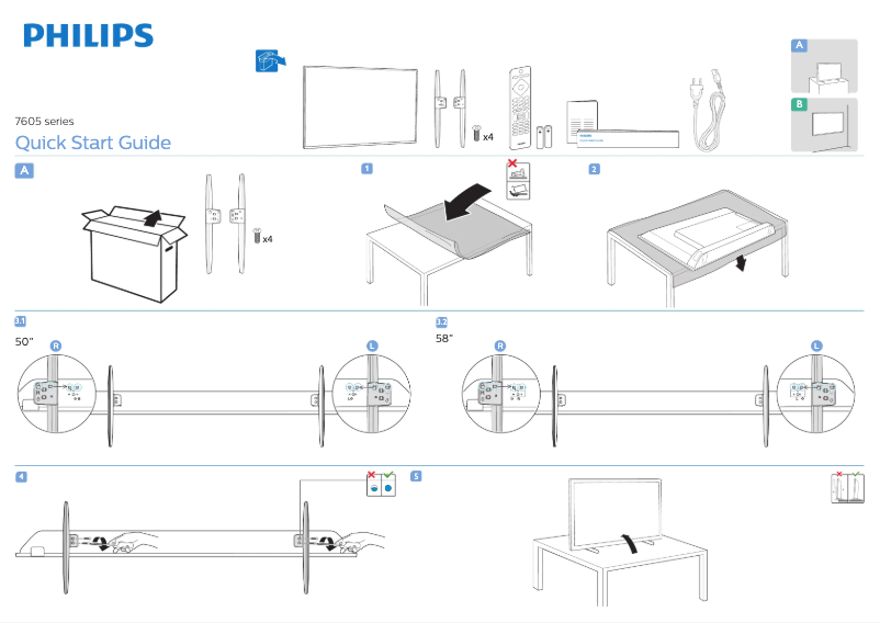 Page 1 of the manual Quick Start Guide Philips 58PUS7605