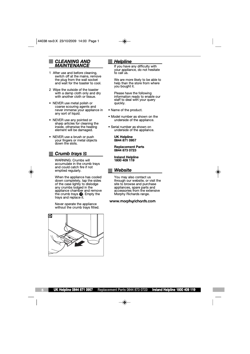 Page 1 de la notice Manuel utilisateur Morphy Richards 4 slice Accent