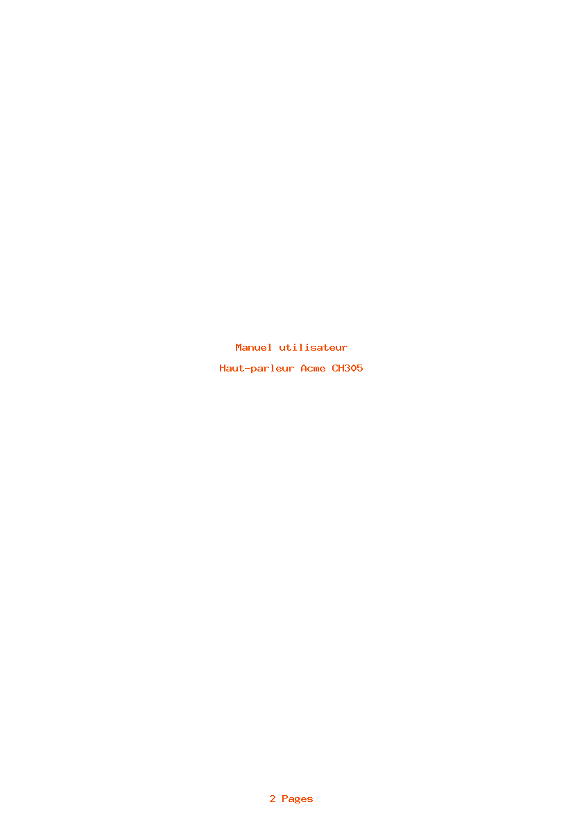 Page 1 de la notice Manuel utilisateur Acme CH305