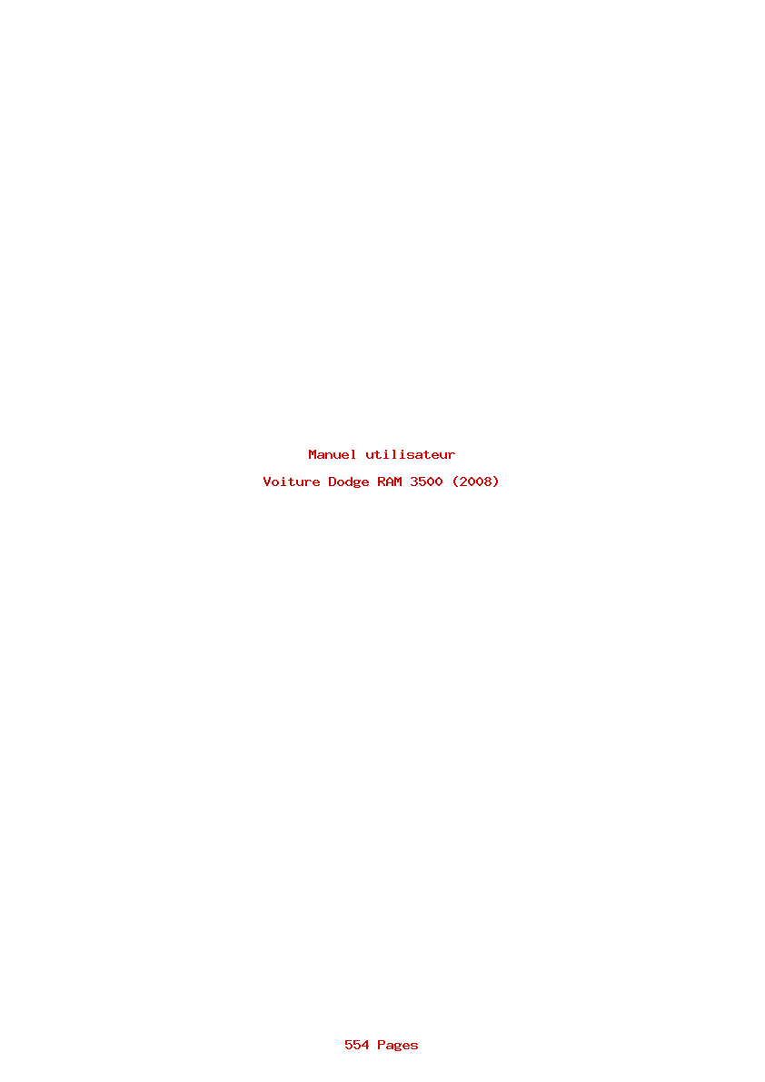 Page 1 de la notice Manuel utilisateur Dodge RAM 3500 (2008)