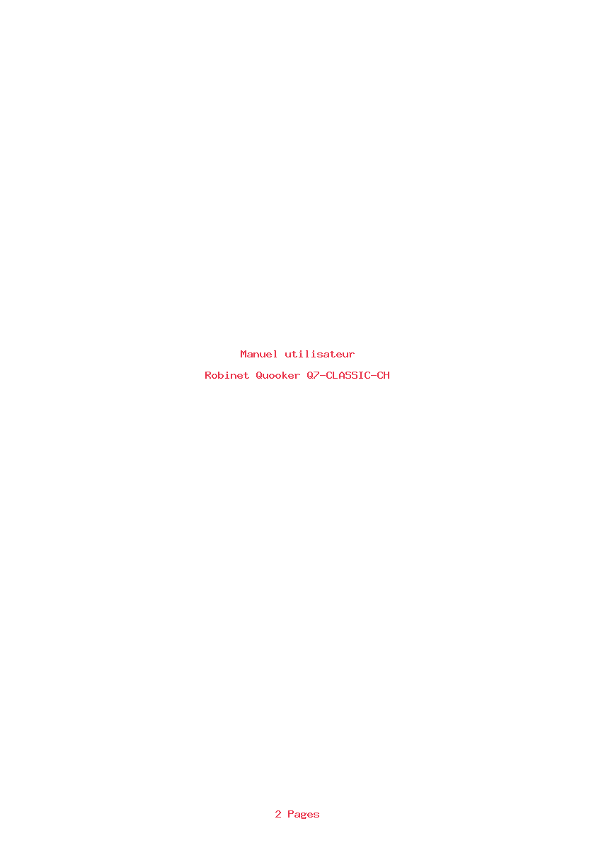 Page 1 de la notice Manuel utilisateur Quooker Q7-CLASSIC-CH