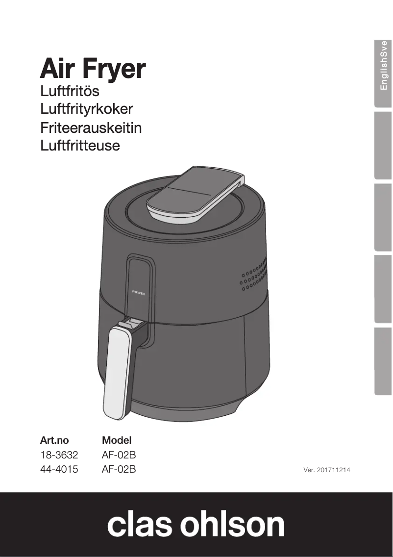 Page 1 de la notice Manuel utilisateur Clas Ohlson AF-02B