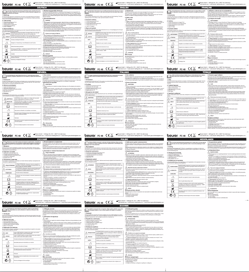 Page 1 de la notice Manuel d'utilisation et d'entretien Beurer FC 48