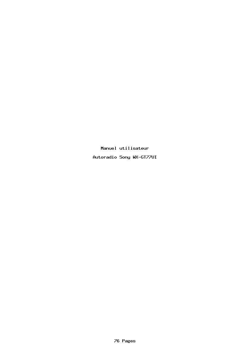 Page 1 de la notice Manuel utilisateur Sony WX-GT77UI