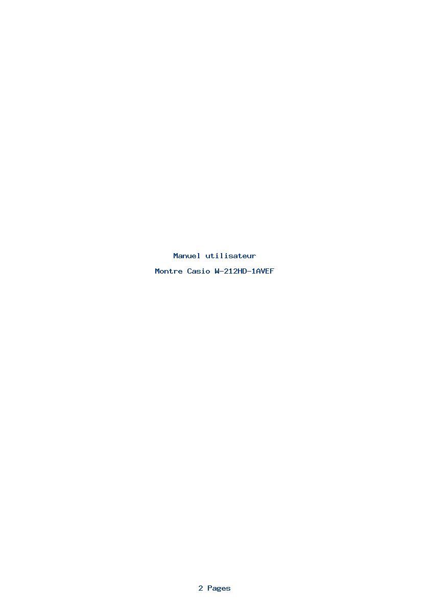 Page 1 de la notice Manuel utilisateur Casio W-212HD-1AVEF