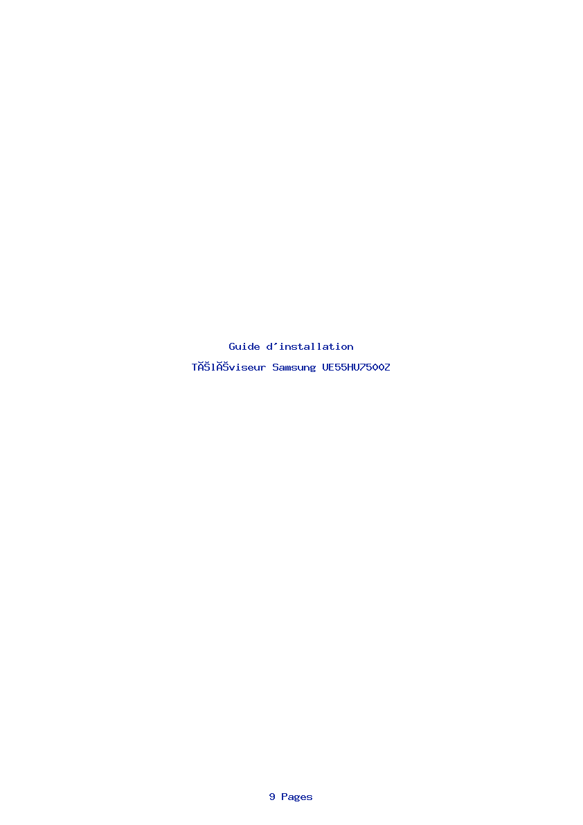 Page 1 de la notice Guide d'installation Samsung UE55HU7500Z