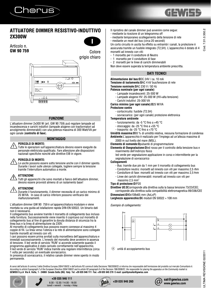 Page 1 of the manual User Manual Gewiss GW90759