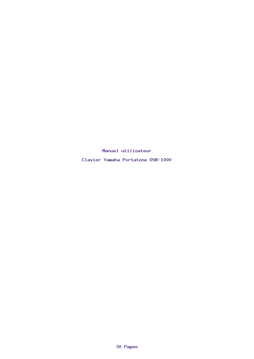 Page 1 de la notice Manuel utilisateur Yamaha Portatone DSR-1000