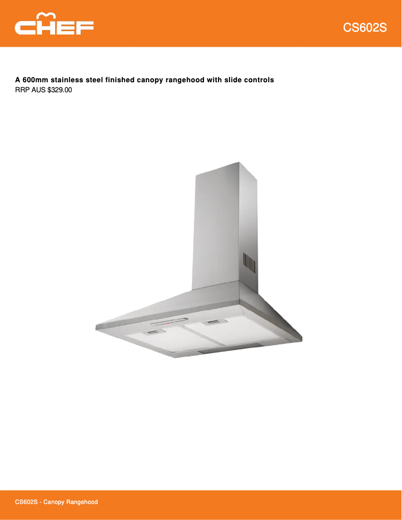 Page 1 de la notice Fiche technique Chef CS602S