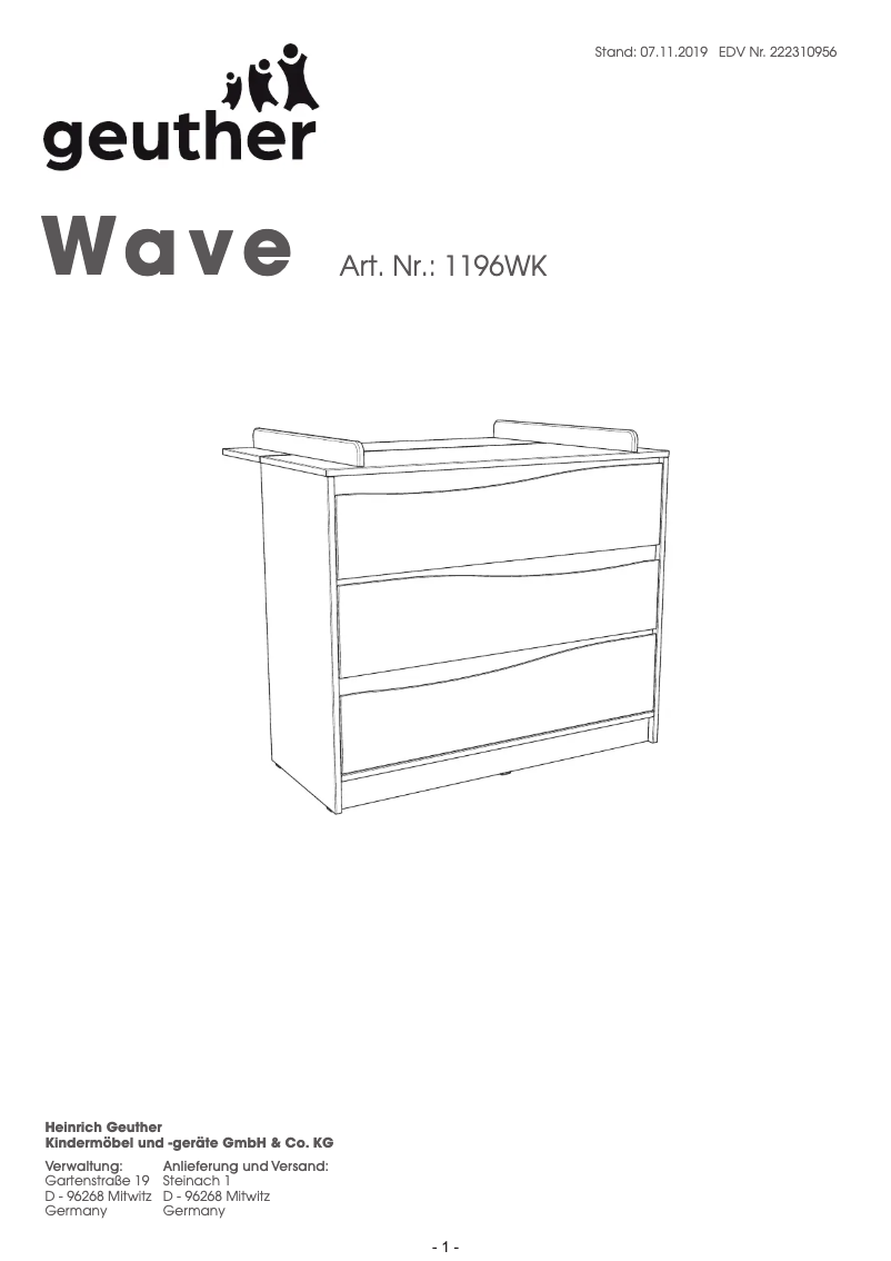 Page 1 de la notice Manuel utilisateur Geuther Wave 1196WK