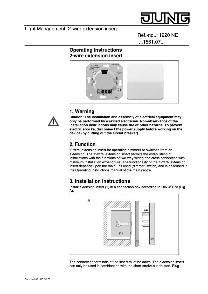 Page 1 de la notice Manuel utilisateur JUNG LS1561.07