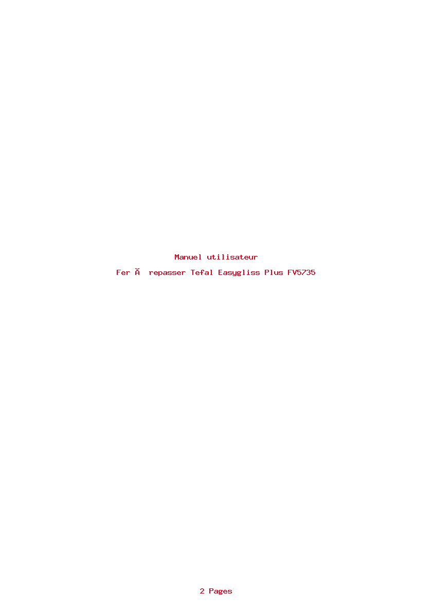 Page 1 de la notice Manuel utilisateur Tefal Easygliss Plus FV5735