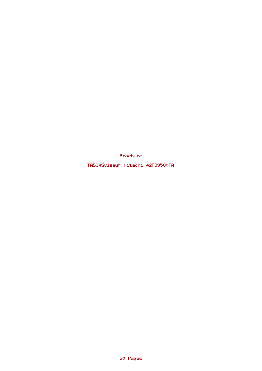 Page 1 de la notice Brochure Hitachi 42PD9500TA