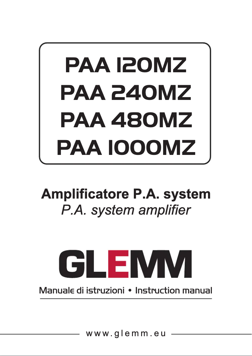 Page 1 de la notice Manuel utilisateur Glemm PAA 240MZ