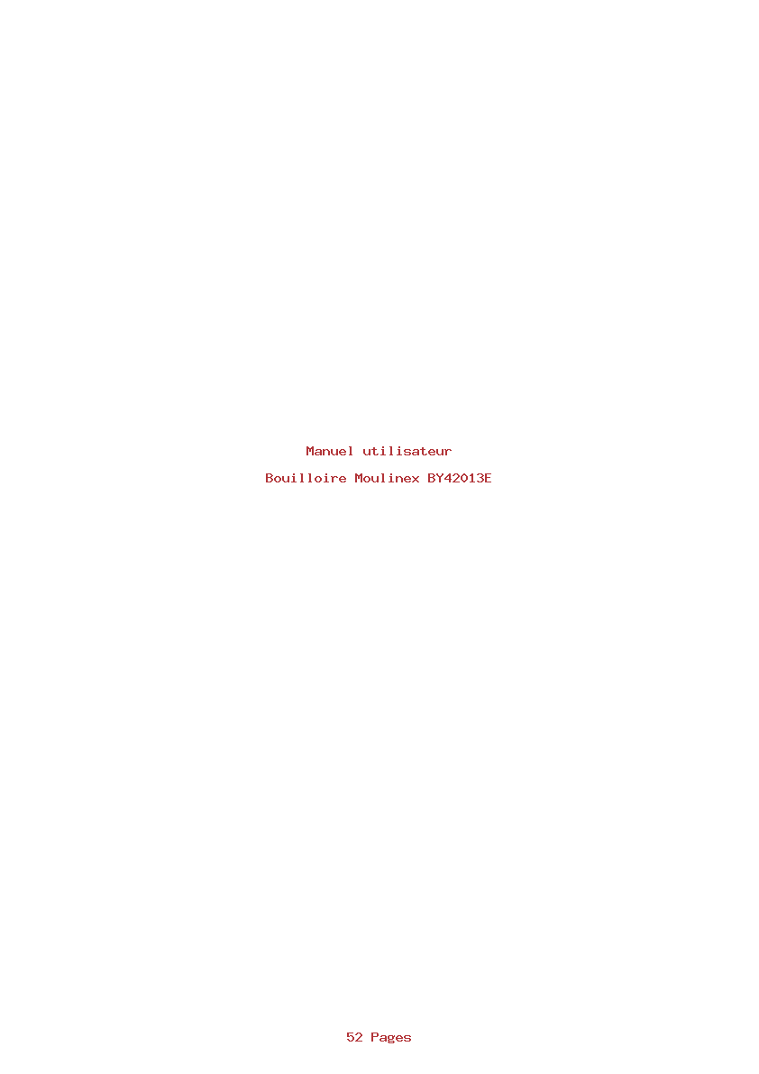 Page 1 de la notice Manuel utilisateur Moulinex BY42013E