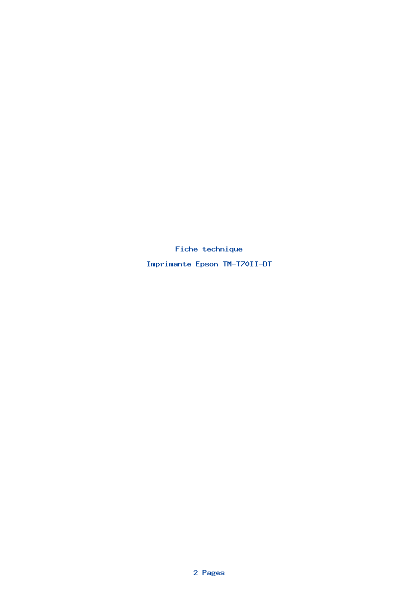 Page 1 de la notice Fiche technique Epson TM-T70II-DT