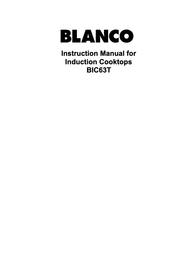 Page 1 of the manual User Manual BLANCO BUC63T